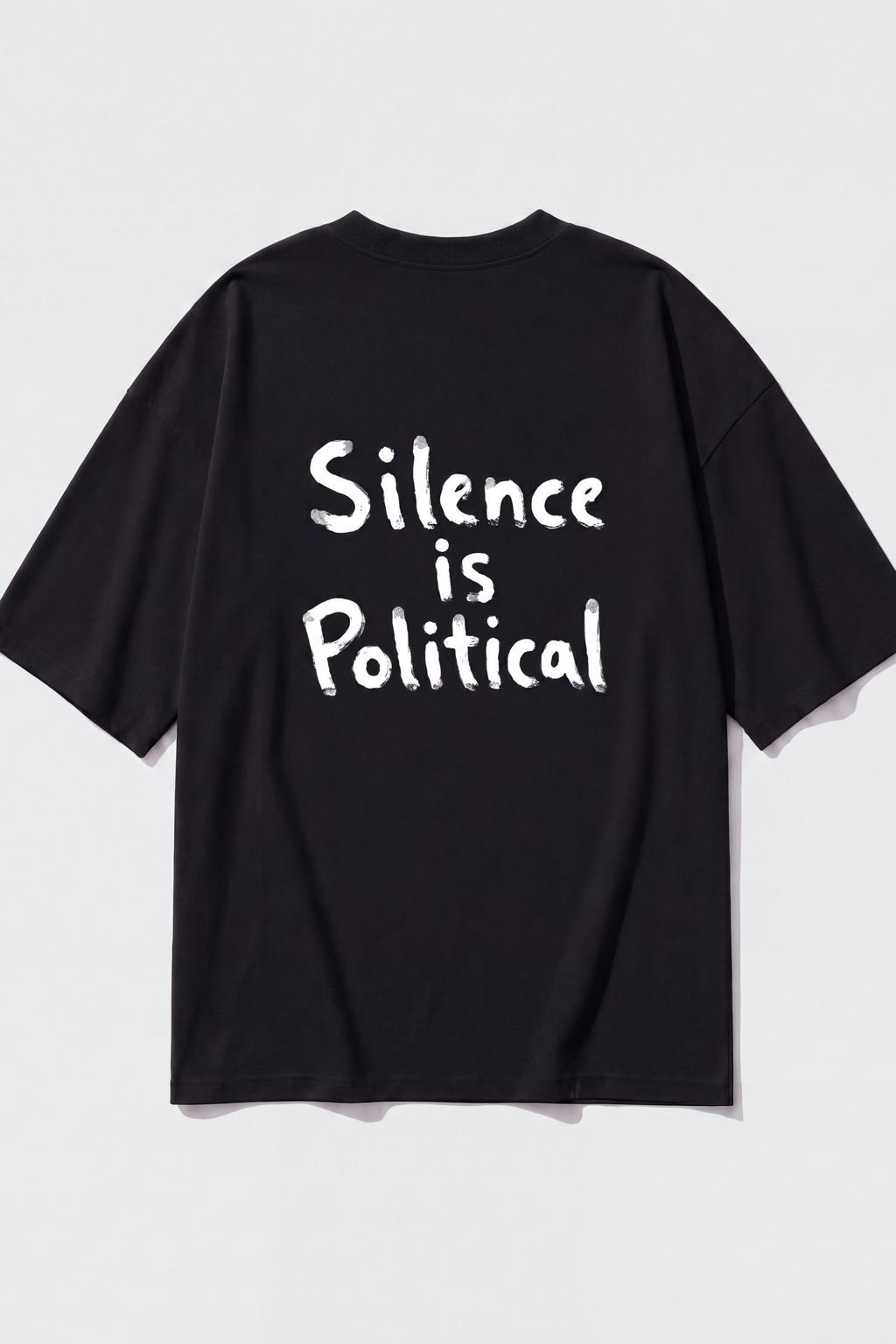 Silent Politics Tee — Black, back print