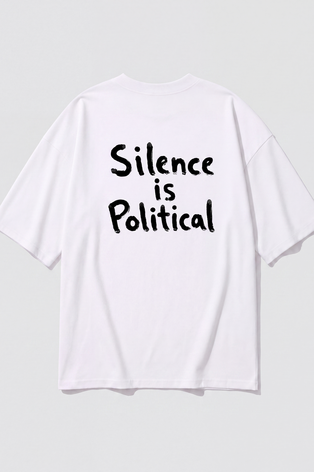 Silent Politics Tee — White, back print