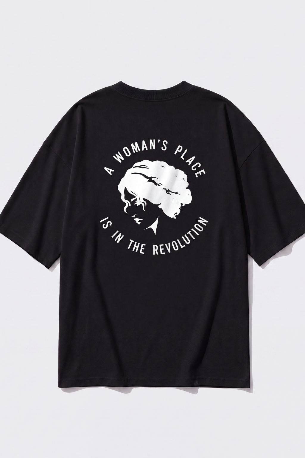 Woman's Place Tee — Black, back print