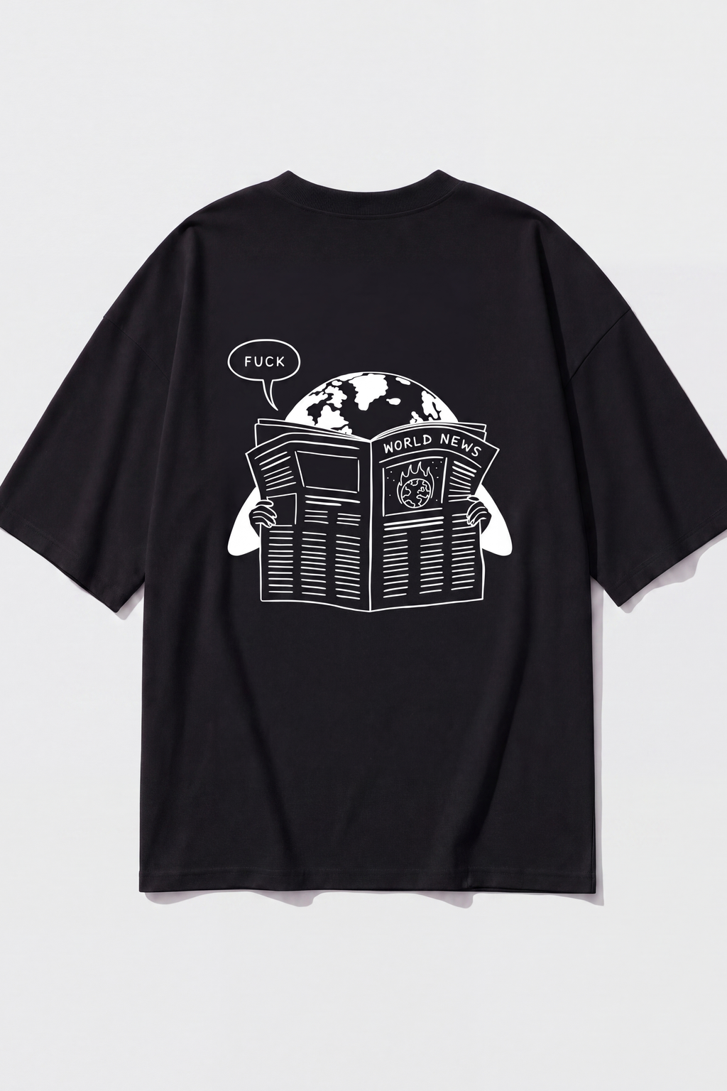 World News Tee — Black, back print
