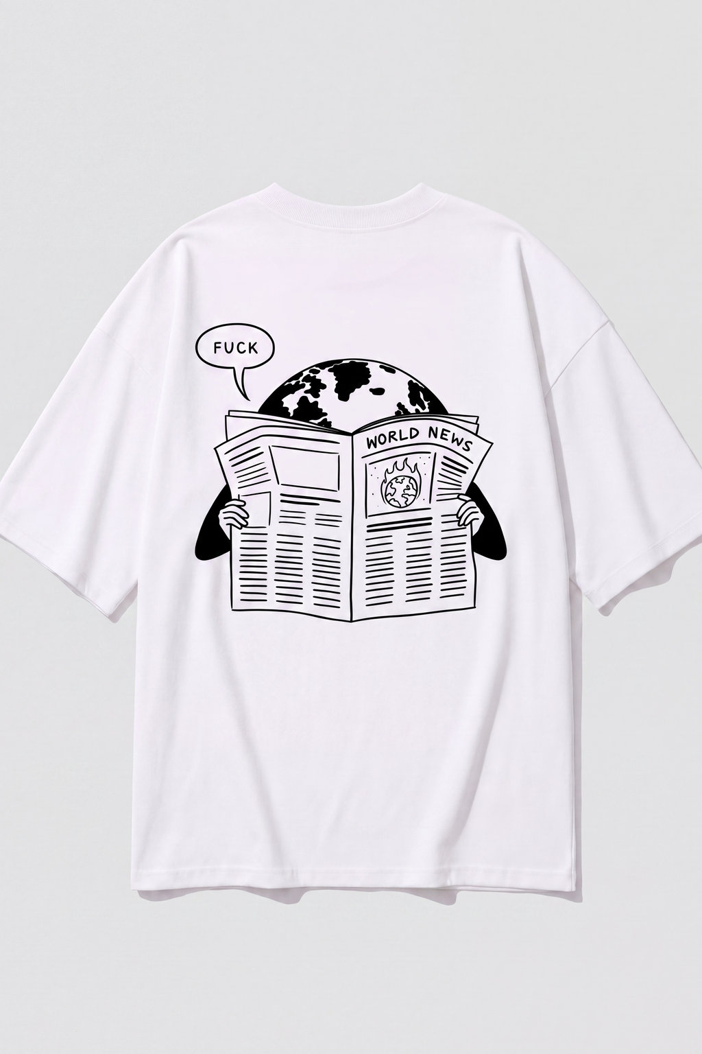 World News Tee — White, back print